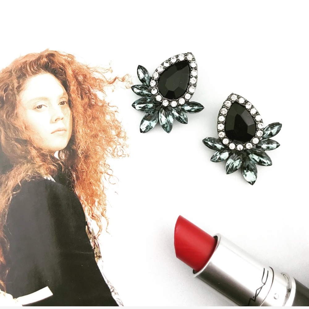 “Mila” Onyx Rock Stud Earrings